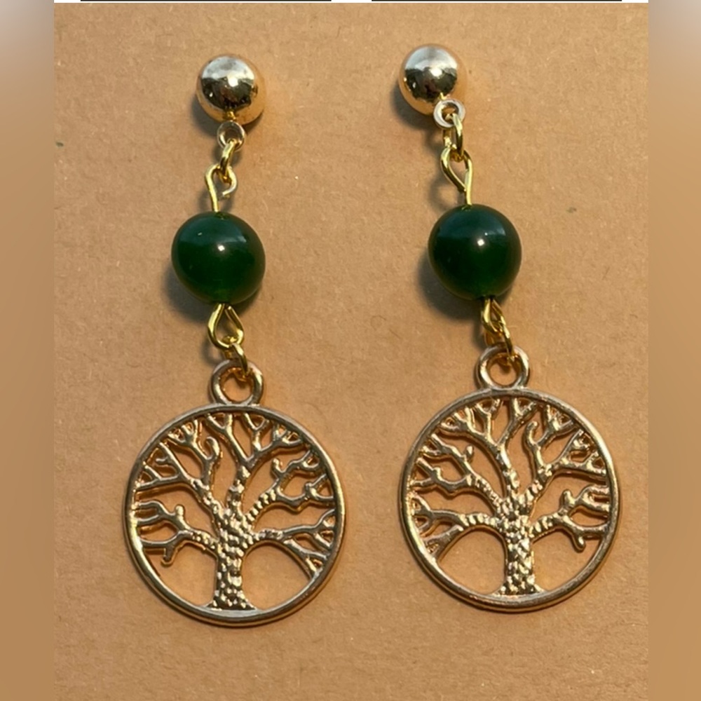 Handcrafted earrings-Jade beads - Picture 1 of 1
